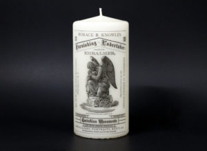 Portals candle by Burke & Hare, sold during the 2015 Portals exhibition at Providence Public Library