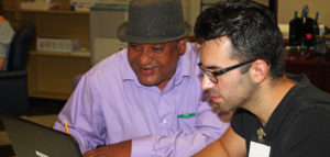 A student at the Learning Lounge in Providence Public Library