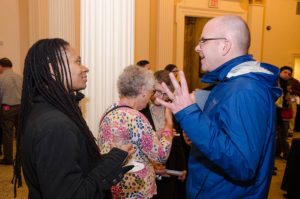 People enjoying an event at Providence Public library