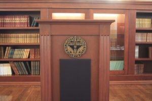 Podium in Providence Public Library ship room