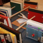 Books prepared for a window display