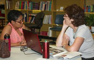 Adults receive one-on-one help in the Learning Lounge