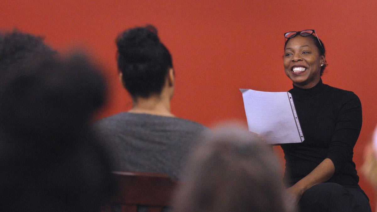 Shahidah Ali discusses the history of black hair as part of the program and exhibitions series HairBrained at PPL