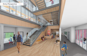 Think Again: Building Transformation - rendering of the entrance stairs