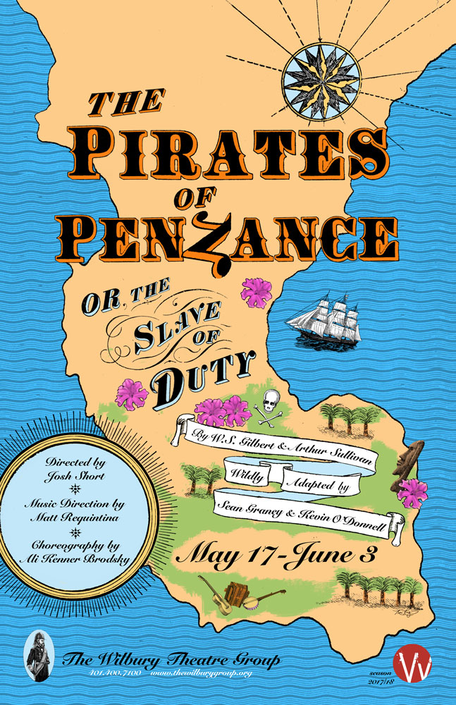 Poster art for 'The Pirates of Penzance' 2018 production at the Wilbury Theatre Group in Providence