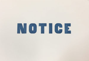 NOTICE, 2017, letterpress print