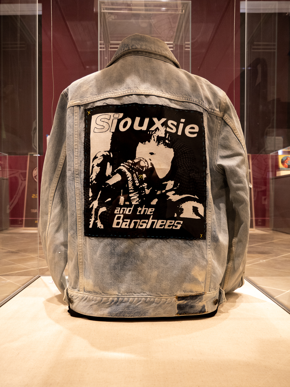 Vintage Jean jacket with patch depicting Siouxsie Sioux, lead singer of band Siouxsie and the Banshees, n.d. On loan from a private collection.