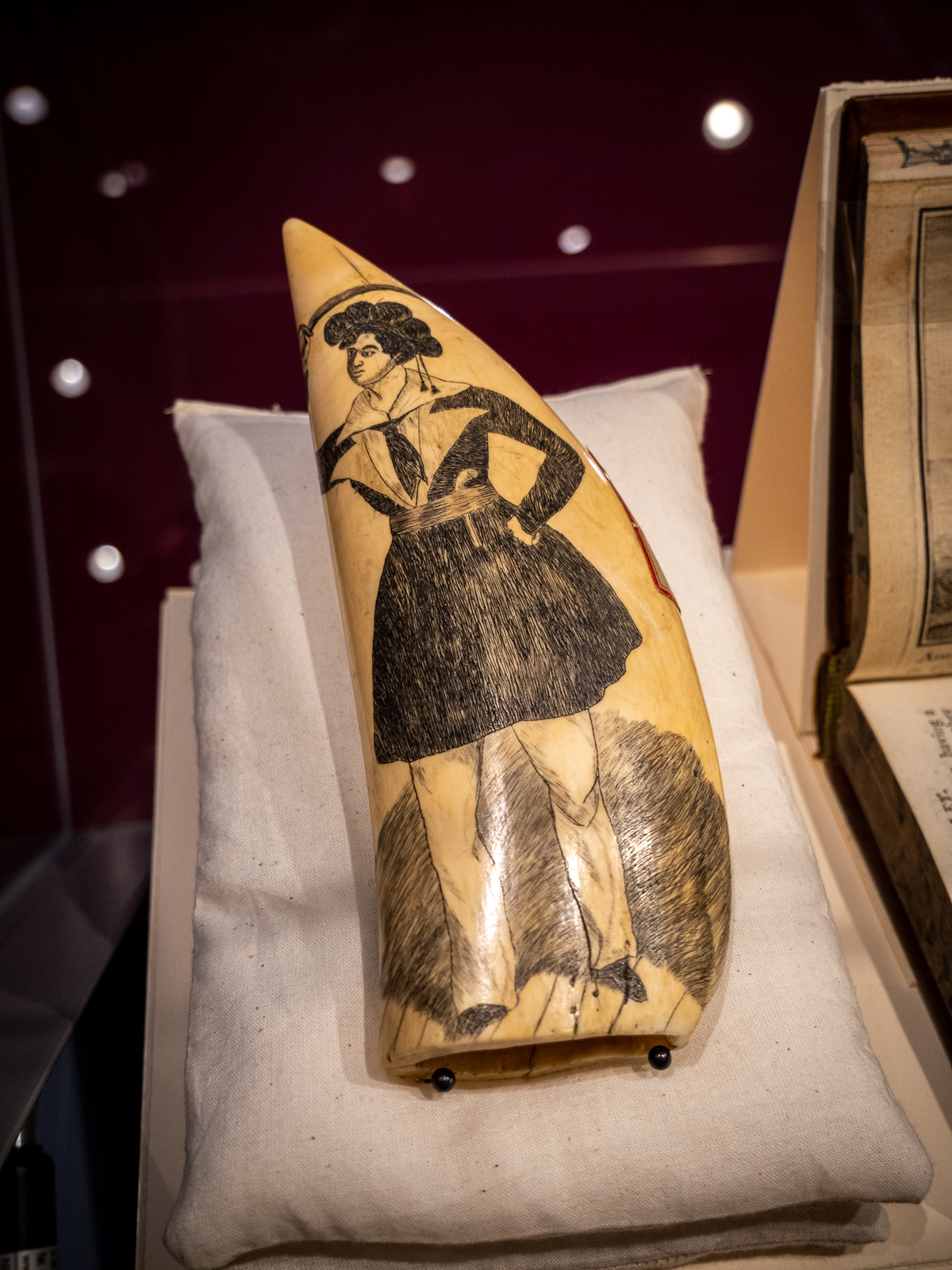 Alwilda the Pirate, scrimshaw on whale tooth. Nicholson Whaling Collection.